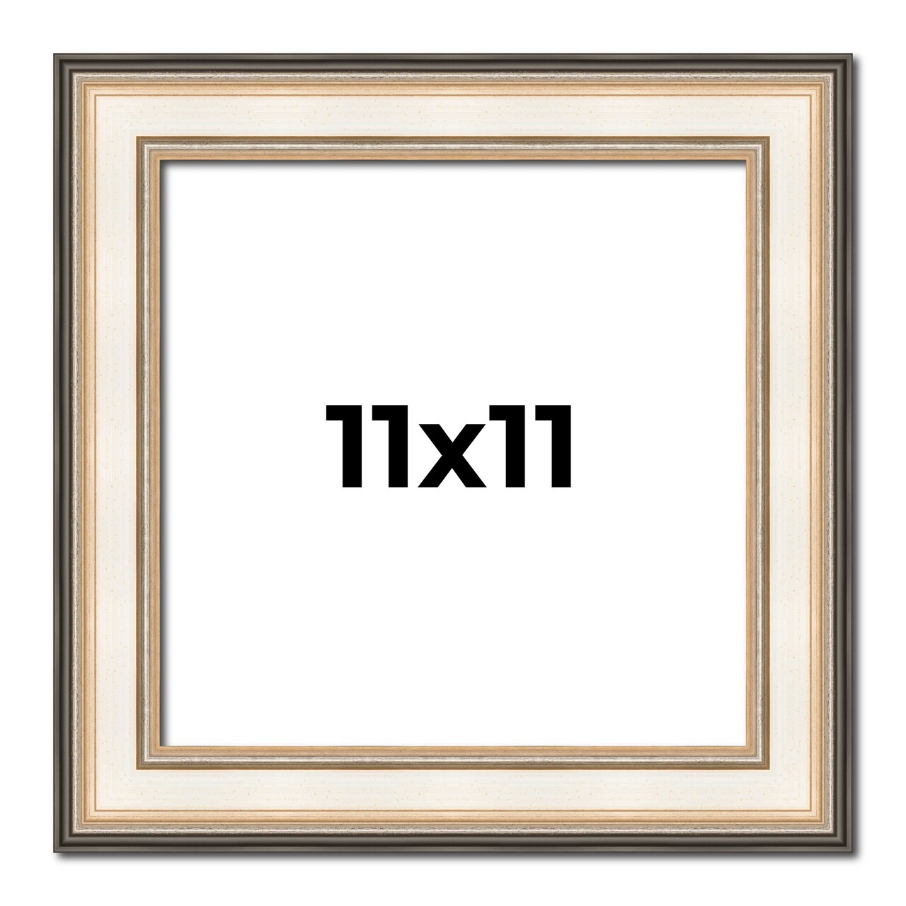 Square Contemporary Silver Picture Frame - UV Acrylic, Foam Board Backing, Hanging Hardware